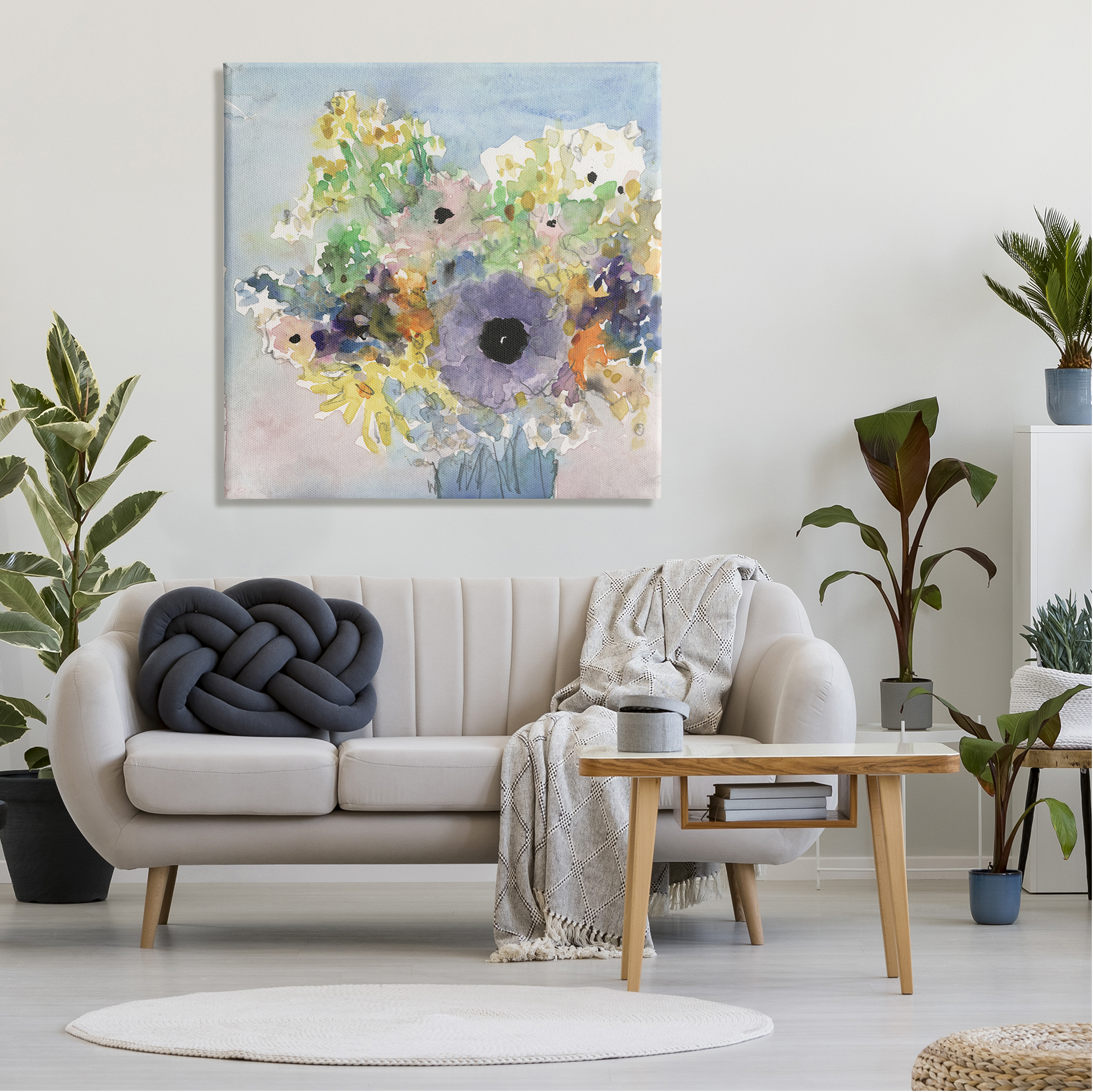 Stupell Industries Country Florals Watercolor Botanical & Floral Painting Gallery Wrapped Canvas Art Print Wall Art, 36 x 36