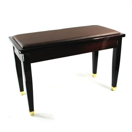 Frederick Duet Piano Bench Mahogany Polish With Brass Accents