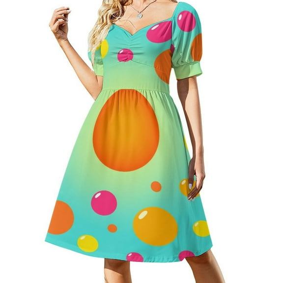 Colorful Dots Short Sleeved Dress Summer Dresses Birthday Dress for Women Luxury 2025 Dress Party Night