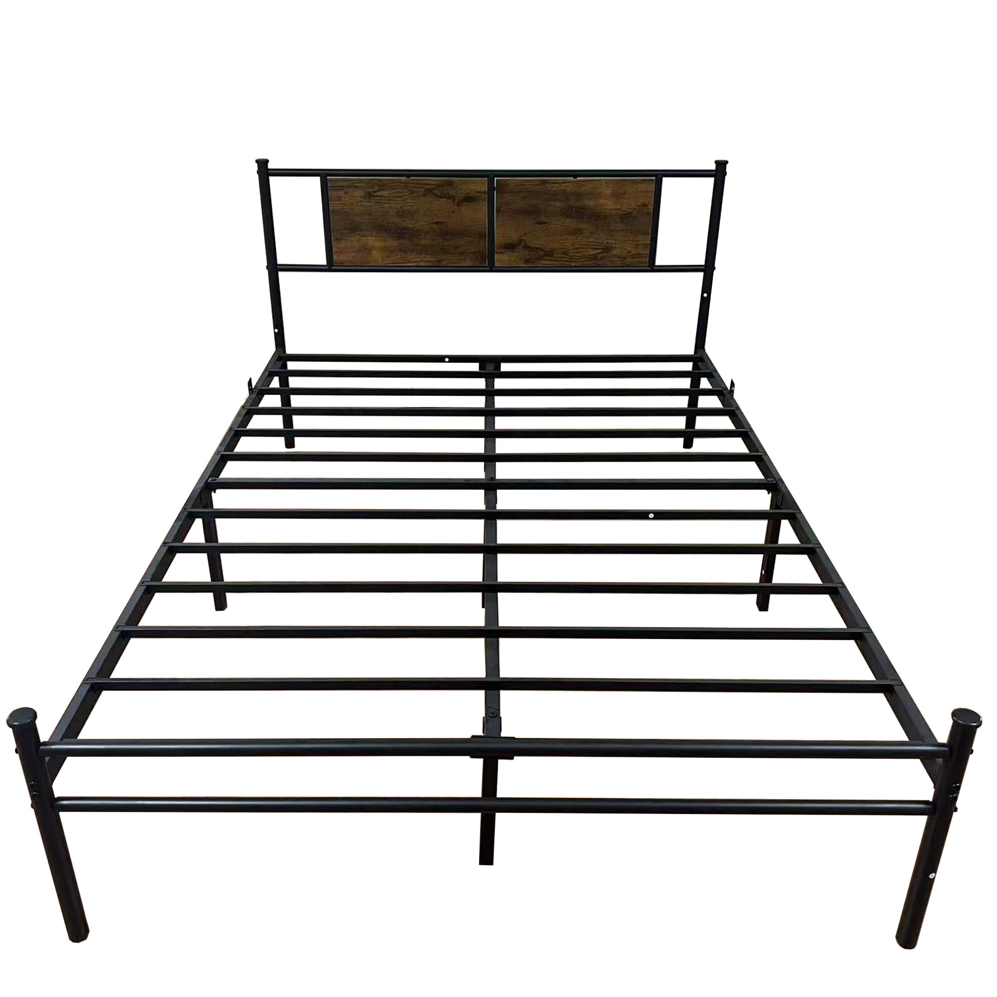 Full Size Bed Frame with Headboard, Metal Platform Bed Frame with Metal Slats Support, Easy Assembly, Black