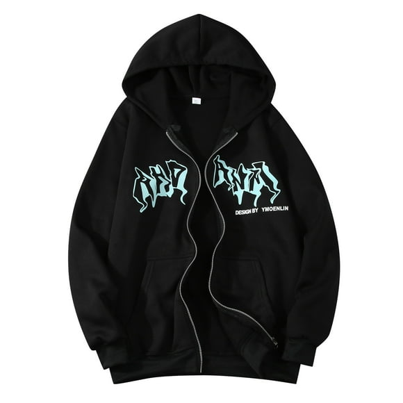 2025 Men's Hoodies & Sweatshirts Jacket Zip Up Hoodies Youth Hoodie Hip Hop Sweatshirt Vintage Men's Novelty Hoodies Goth Print Hooded Jacket Street Unisex Drawstring Sweat Jacket
