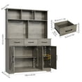 thumbnail image 2 of Homfa 60” Tall Kitchen Pantry with Hutch, 3 Drawers Coffee Bar with 3 Doors, Hutch Cabinet with Adjustable Shelf for Dining Room, Gray, 2 of 7