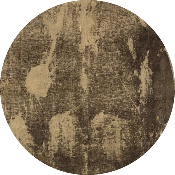 Ahgly Company Indoor Round Abstract Brown Modern Area Rugs, 6' Round