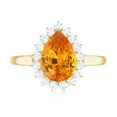 thumbnail image 4 of Rosec Jewels Lab Grown Orange Sapphire Ring with Diamond Halo - 7X10 mm - AAAA Grade, 18K Yellow Gold, US 5.50, 4 of 8