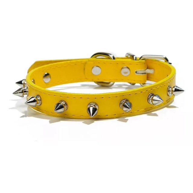 Collar Para Perros Y Gatos Medianos Con Picos De Metal Color Amarillo Tamaño Del Collar S