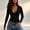 Black, variant on Long Sleeve Deep V Wrap Shirt for Women Crop Top Casual Blouse Cute Going Out Tee with Knot Front Style (Black,L)