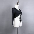 thumbnail image 4 of Long Sleeve Women'S Ruched Drawstring Front V Neck Crop Dance Tee Top For Ladies, 4 of 7