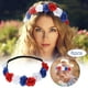 thumbnail image 5 of Diadema con flores patrióticas rojas, blancas y azules - Diseño de tela ajustable, cómoda y elegante - para fiestas, bodas, fiestas y uso diario, 5 of 8