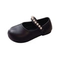 thumbnail image 2 of Girls Mary Jane Shoes with Pearl Strap, Closed Toe Dress Flats for Toddler/Little Girls Black 9.5, 2 of 7