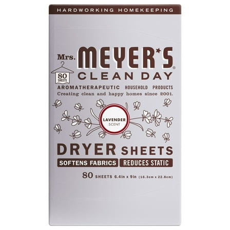 Mrs. Meyer's Clean Day Dryer Sheets, Lavender Scent, 80 Count