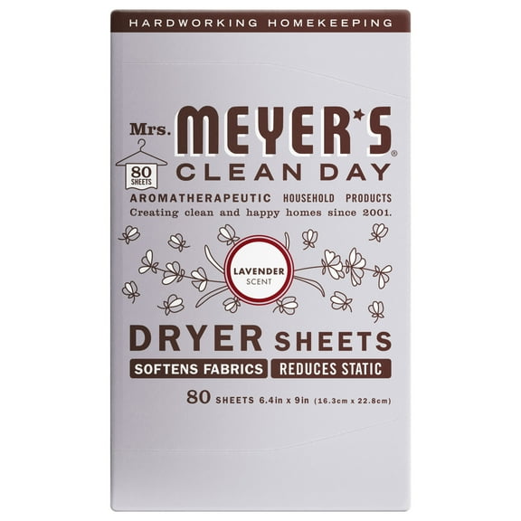 Mrs. Meyer's Clean Day Dryer Sheets, Lavender Scent, 80 Count