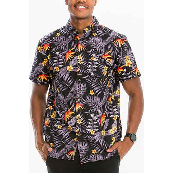 Men Hawaiian Shirt Vacation Short Sleeve Casual Button Down Shirts Summer Beach Shirt