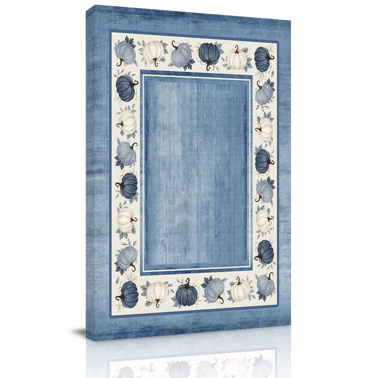 Canvas Wall Art Blue Thanksgiving Framed Canvas Prints for Hallway Living Room Fall Pumpkins Maple Leaf Distressed Art Extra Large Gallery Wrapped Wall Decor for Home Office Gifts 20 x30