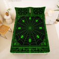 thumbnail image 5 of Manfei Spooky Halloween Bed Sheets,Green Spider Web Print Full Size Sheets,4pcs,1 Flat Sheet, 1 Fitted Sheet and 2 Pillowcases, 5 of 6