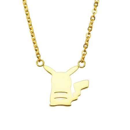 Pvd Plated Stainless Steel Case - Pokemon Pikachu Gold PVD Plated Pendant Stainless Steel Necklace