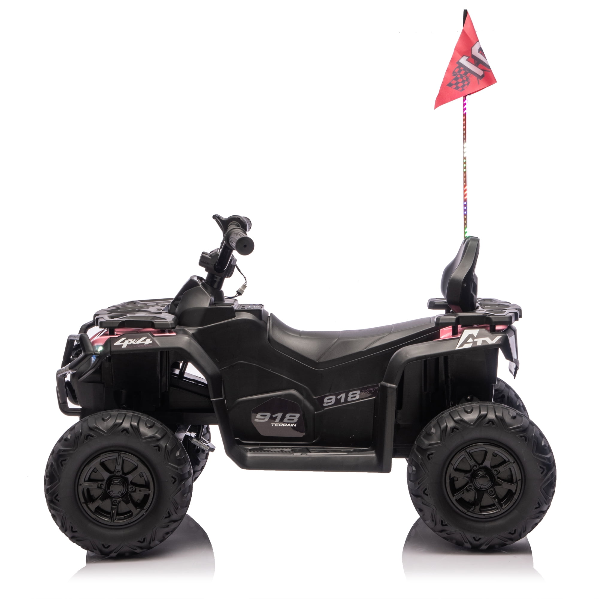 Okybaby 24V 160W Kids Ride on Electric ATV with Realistic Off-Road Design,2WD,Bright Flags, Electric Kids Toy Cars with Muti-color Light, Bluetooth,USB,Music for Kids Aged 3+,Pink