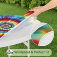 thumbnail image 5 of Colorful Tie Dye Mandala Pattern Round Fitted Tablecloth with Elastic Edge,Dining Table Cover Waterproof,Outdoor Round Tablecloth for Camping,Dining,Indoor and Outdoor, 5 of 7