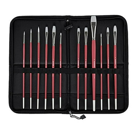 White Water Marks On Wood Creative Mark Paint Brush Set - Pro White Soft White Filament Hair Acrylic Paintbrush Set - Fine, Soft White Filament Hair Used for Case-ins, Acrylic gouache, & Water Mixable Oils - Set of 12 Assorted ()