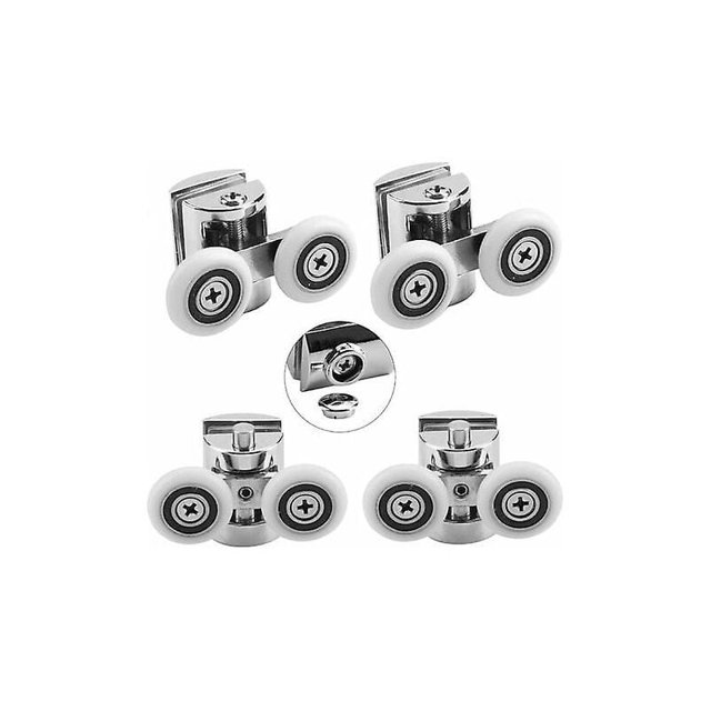 Ruedas dobles BRI para puerta corrediza de ducha Aleación de Zinc 23 mm Juego de 4