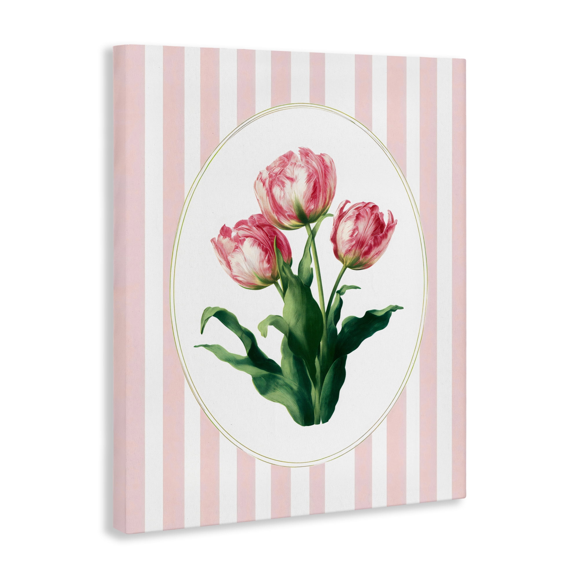 Stupell Industries Spring Tulips on Stripes Canvas Wall Art, design by Ink Drop Loft