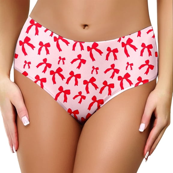 Wxolcjlv Women's Underwears Bowknot Digital Print Briefs Low-Mid Rise Sexy Comfy Fashion Panties ,Size S-XXL