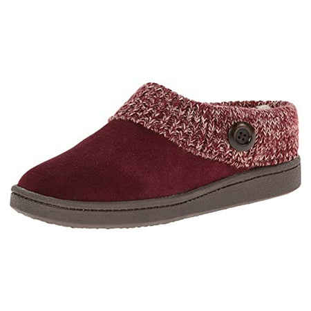 

Women s Knit Scuff Slipper Warm Thickened Flat Short Boots with Anti-slip Rubber Sole 40 Wine Red
