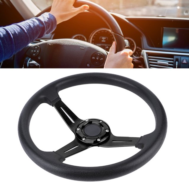Volante de cuero de PU, volante universal de 14 pulgadas, volante modificado, botón de bocina, valor excepcional