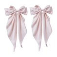 thumbnail image 2 of Blekii Large White Satin Bow Hair Clips - 2pcs, Big Bow with Long Ribbon, French Barrette for Girls & Women, Scarf Hair Slides, 2 of 4