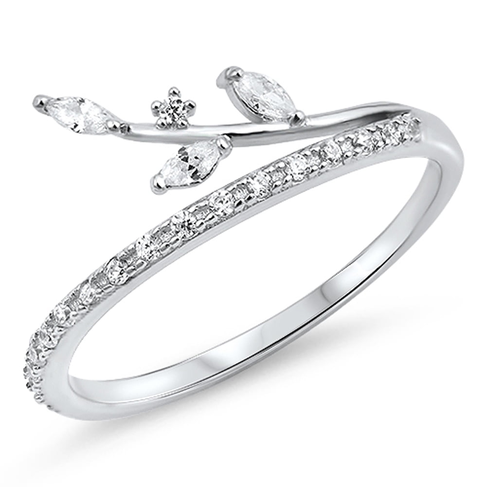 Criss Cross Tree Leaf Infinity Design Ring .925 Sterling Silver Band Sizes 4-10