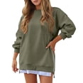 thumbnail image 5 of Side Zipper Sweatshirts for Women 2025 Long Sleeve Crewneck Plain Sweatshirt Pullover Tops Fall Winter Outfits, 5 of 6