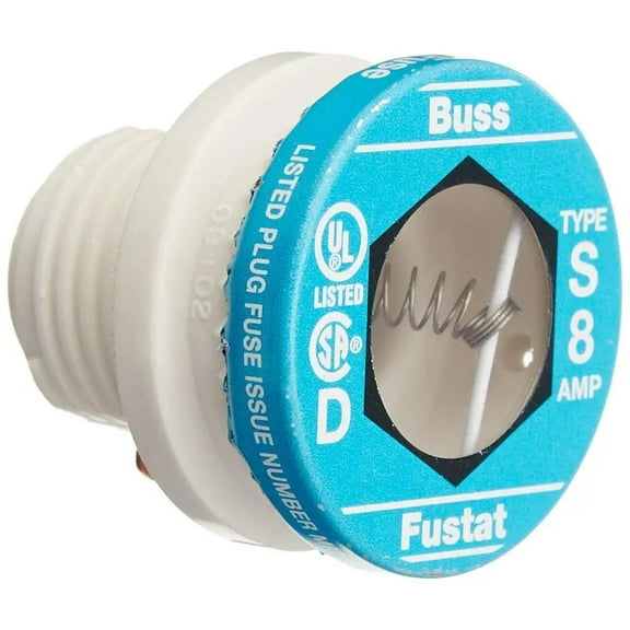 Bussmann BP/S-8 8 Amp Type S Time-Delay Dual-Element Plug Fuse Rejection Base, 125V UL Listed Carded by Bussmann