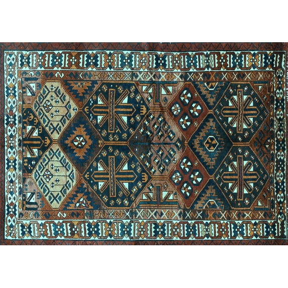 Ahgly Company Indoor Rectangle Persian Light Blue Traditional Area Rugs, 3' x 5'