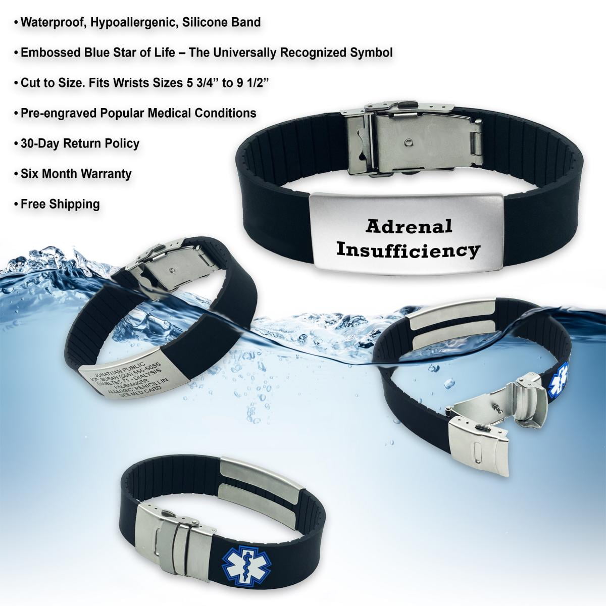 Diabetes Silicone Bracelet Medical Alert ID Bangle for Men Woman Child  Adjustable Length Wrist SOS Jewelry - AliExpress