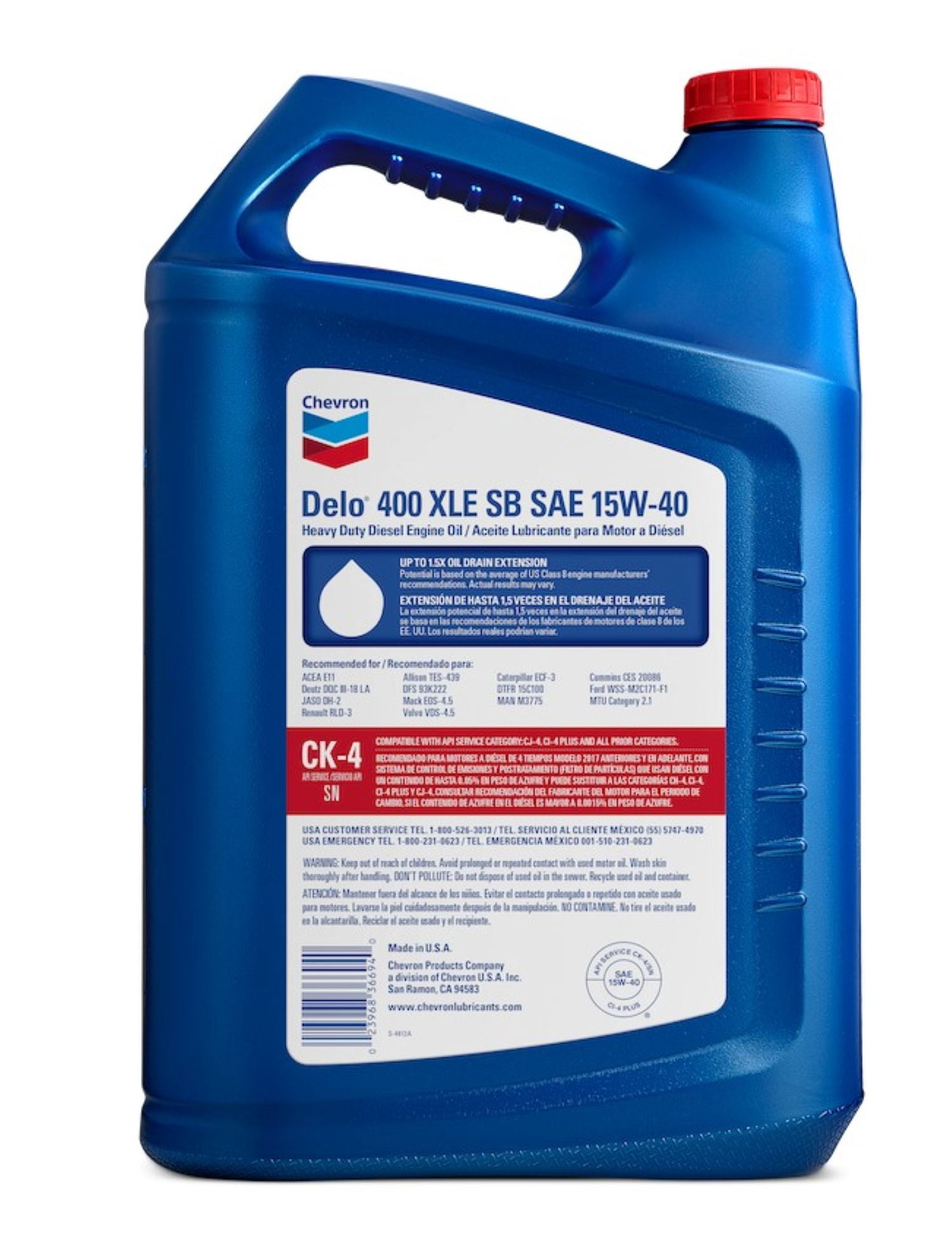 Chevron DELO® 400 XLE SB SAE 15W-40 (SynBlend) 2.5 Gallon Jug