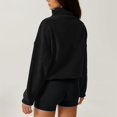 thumbnail image 4 of NMMUED Half Zip Pullover Women Cropped Sweatshirt Mock Neck Sweatshirt Warm Sweatshirts for Women Soft Sweatshirts for Women Oversized Mock Neck Sweatshirt Womens Tops Casual Black L, 4 of 5
