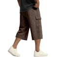 thumbnail image 4 of Dresfit Cargo Shorts for Men Baggy Drawstring Long Shorts Summer 2026 Cropped Athletic Bermuda Shorts Wide Leg Below the Knee Baggy Work Carpenter Shorts 2XL, 4 of 6