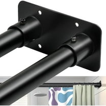 28 to 75 Inches Double Shower Curtain Rod Adjustable Double Shower Curtain Rods for Bathroom (28 to 75'', Black)