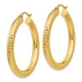 thumbnail image 2 of 14K Yellow Gold Earring Hoop Women'S 35 mm Diamond-Cut 4Mm Round Earrings, 2 of 3
