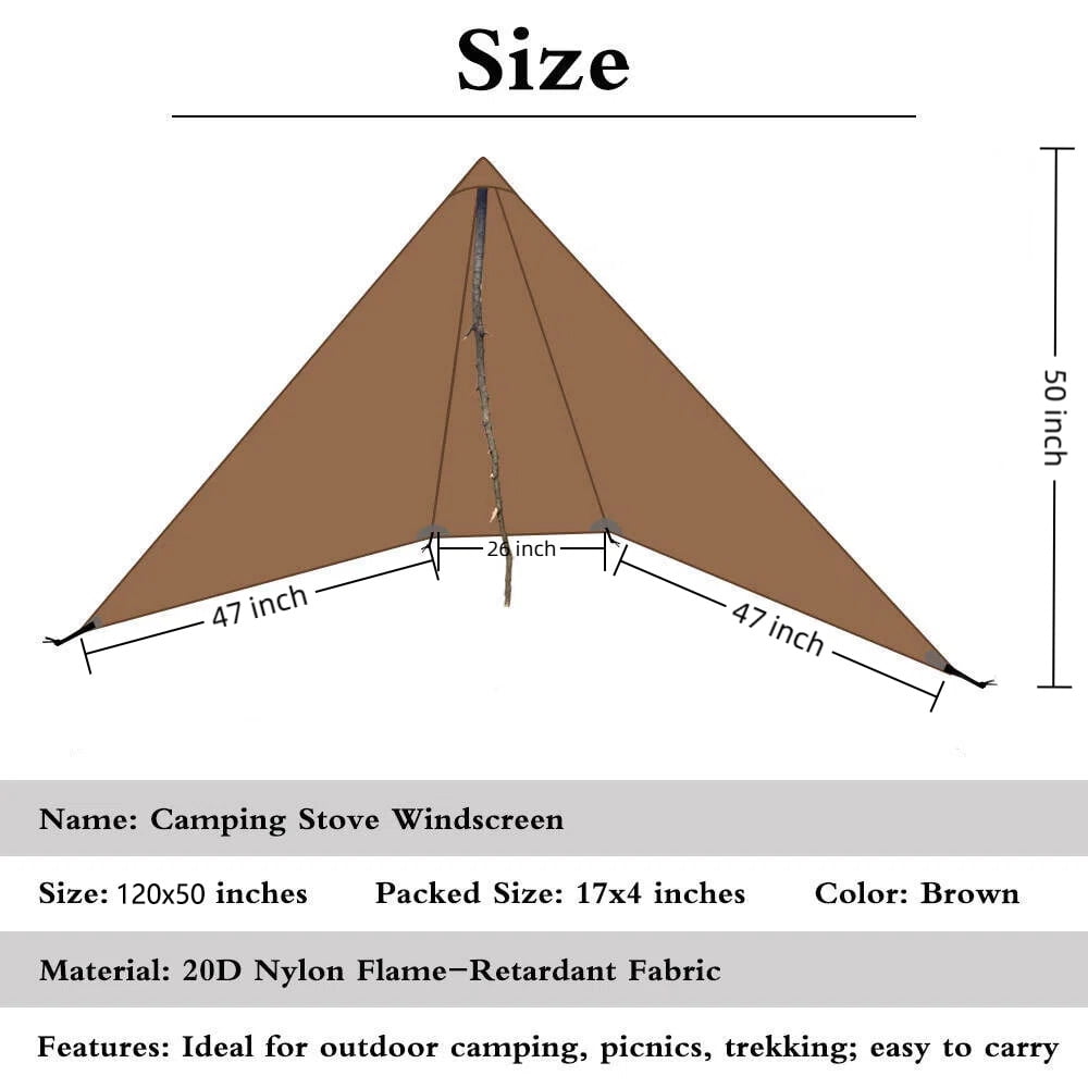 Lightweight Portable Camping Stove Windscreen 20D Nylon Flame-retardant Windshield Large Outdoor Wind Guard For  Cooking Backpacking Hiking Picnic BBQ