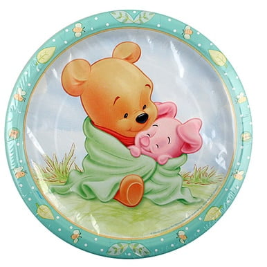 Winnie The Pooh Baby Shower Plates 9 Inches 8 Per Pack