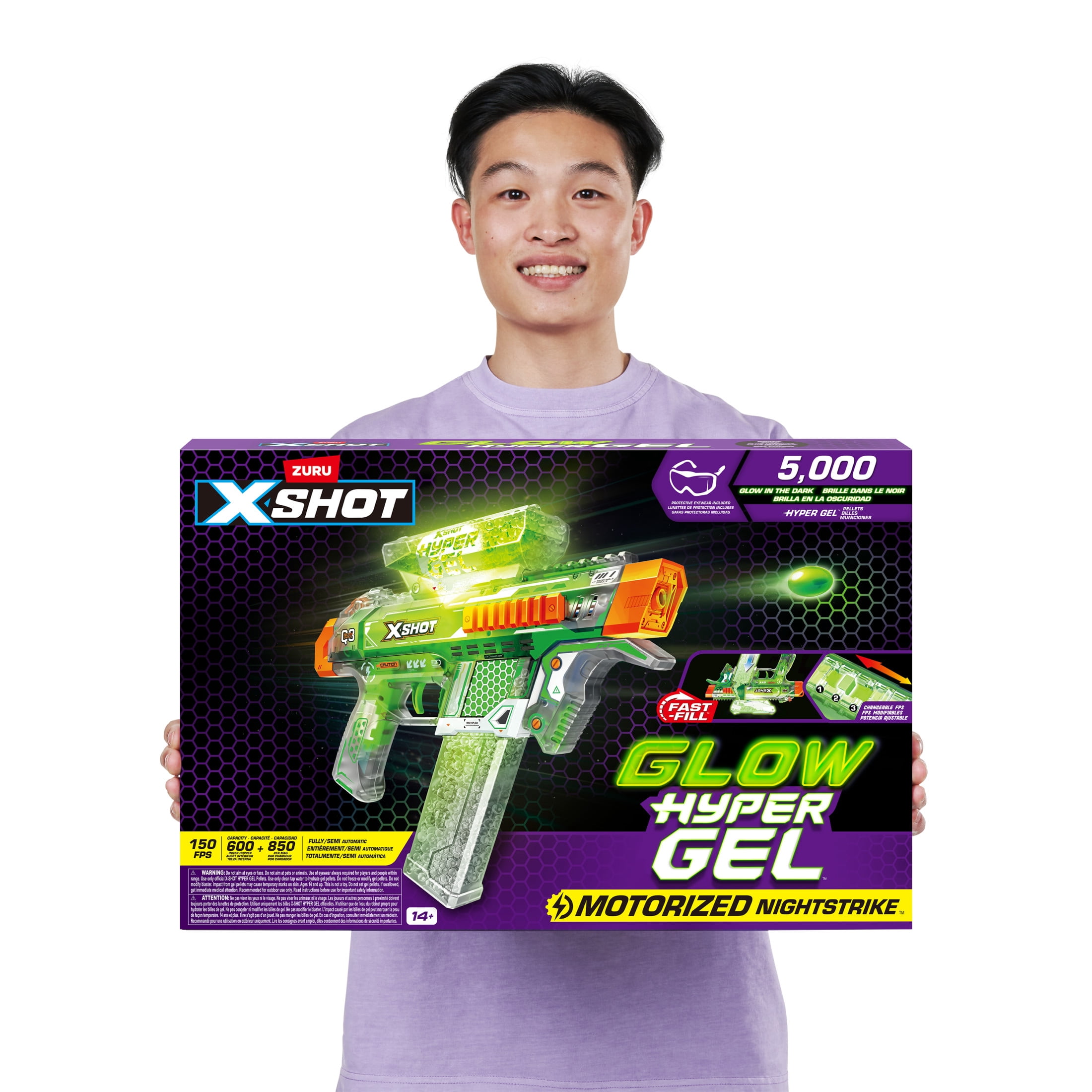XSHOT Hyper Gel Glow in the Dark NightStrike (5000 Gel Pellets) Motorized Outdoor Blaster by ZURU for Ages 14+