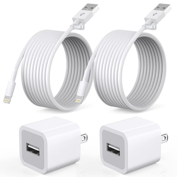 2 Pack 10ft Lightning Cable Phone Charger Cord 10FT with USB Travel
