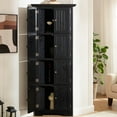 thumbnail image 2 of YIYADO Storage Cabinet, 4 Shelf 72" Corner Kitchen Pantry Storage Cabinet with 8 Doors, Home Farmhouse Bookshelf Cabinet, Black, 2 of 6