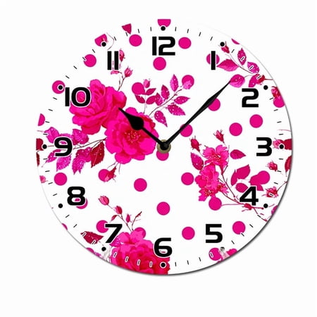 ZXCXRQFa Desk Clocks Flower Plants Cottage Nature Silent Wall Clock for Bathroom Indoor Decoration No Ticking 10 Inch Round Small Clock for Hospital Classroom Home Living Room