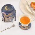 thumbnail image 5 of Haosy Set of 6 Drink Woven Coaster with Holder Heat Resistant Non-Slip Bar Coasters 4 Inches Cute Whale Floating in Nigh, 5 of 7