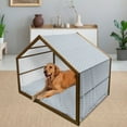 thumbnail image 2 of Geometric Pet House, Diagonal Entwined Nested Squares Pattern Classical Repeating Design, Outdoor & Indoor Portable Dog Kennel with Pillow and Cover, 5 Sizes, Slate Blue Blue White, by Ambesonne, 2 of 4