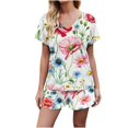 thumbnail image 2 of Nrmvnmi 2 Pack Cotton Pajama Sets Womens's Short Sleeve Tops with Shorts Comfy Pjs Casual Lounge Sets Sleepwear with Pockets Mothers Day, 2 of 5