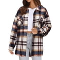 thumbnail image 1 of Women'S Flannel Plaid Shacket Fall Long Sleeve Button Down Shirts Jacket Coats with Side Pockets Color Pattern XL, 1 of 9