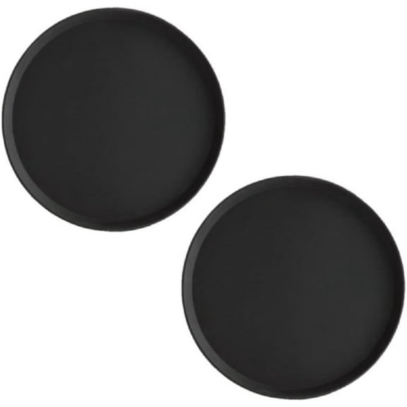 TrueCraftware- Set of 2 Round 14-inch Rubber Lined Non-Slip Tray Plastic Black Color- Restaurant Serving Tray Rubber Lined Tray Coffee Appetizer Breakfast Perfect for Kitchen Café and Restaurants