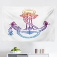 thumbnail image 1 of Vintage Nautical Tattoo Tapestry, Monochrome Sketch of Octopus Tentacles Ocean Waves Boat, Fabric Wall Hanging Decor for Bedroom Living Room Dorm, 2 Sizes, Charcoal Grey White, by Ambesonne, 1 of 1